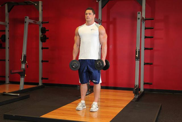 Dumbbell Shrugs – start position